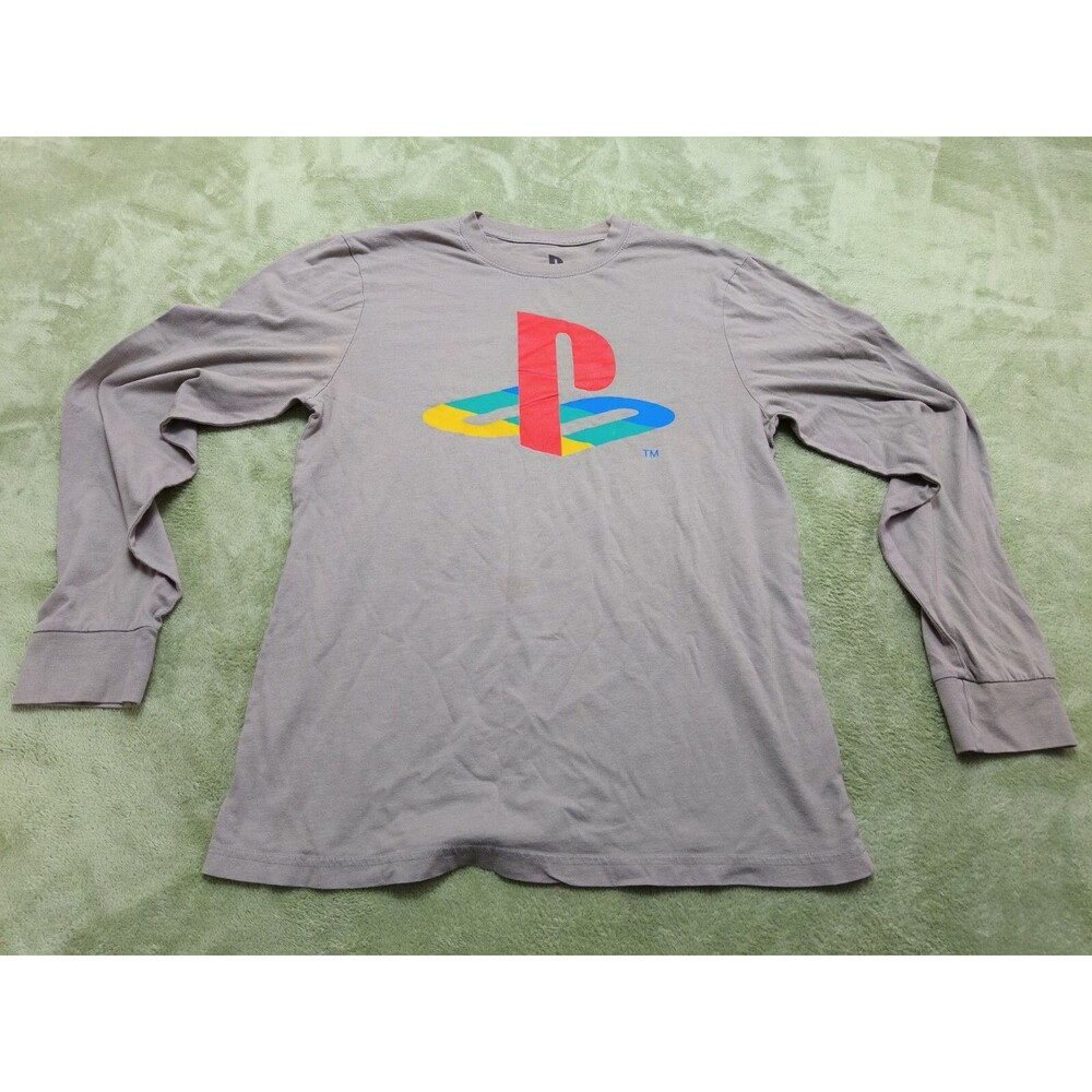 Play Station Shirt Adult Large Gray Long Sleeve Logo  Mens